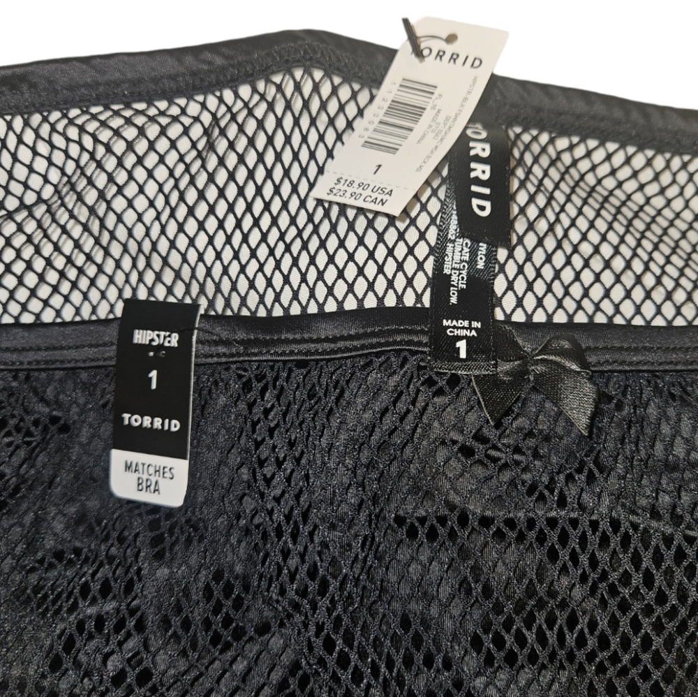 Torrid Black Mesh Back Hipster Panty, Size 1 - Picture 2 of 4